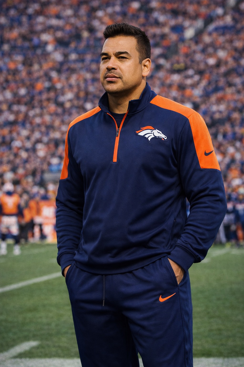 Oliver Maldonado photographed on the sidelines in Denver, Colorado.