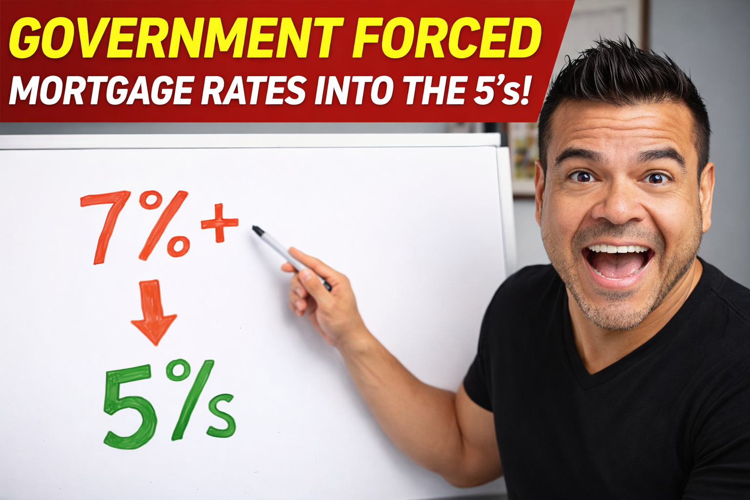 Oliver Maldonado Mortgage Broker Photographed with White Board Training Mortgage Interest Rates