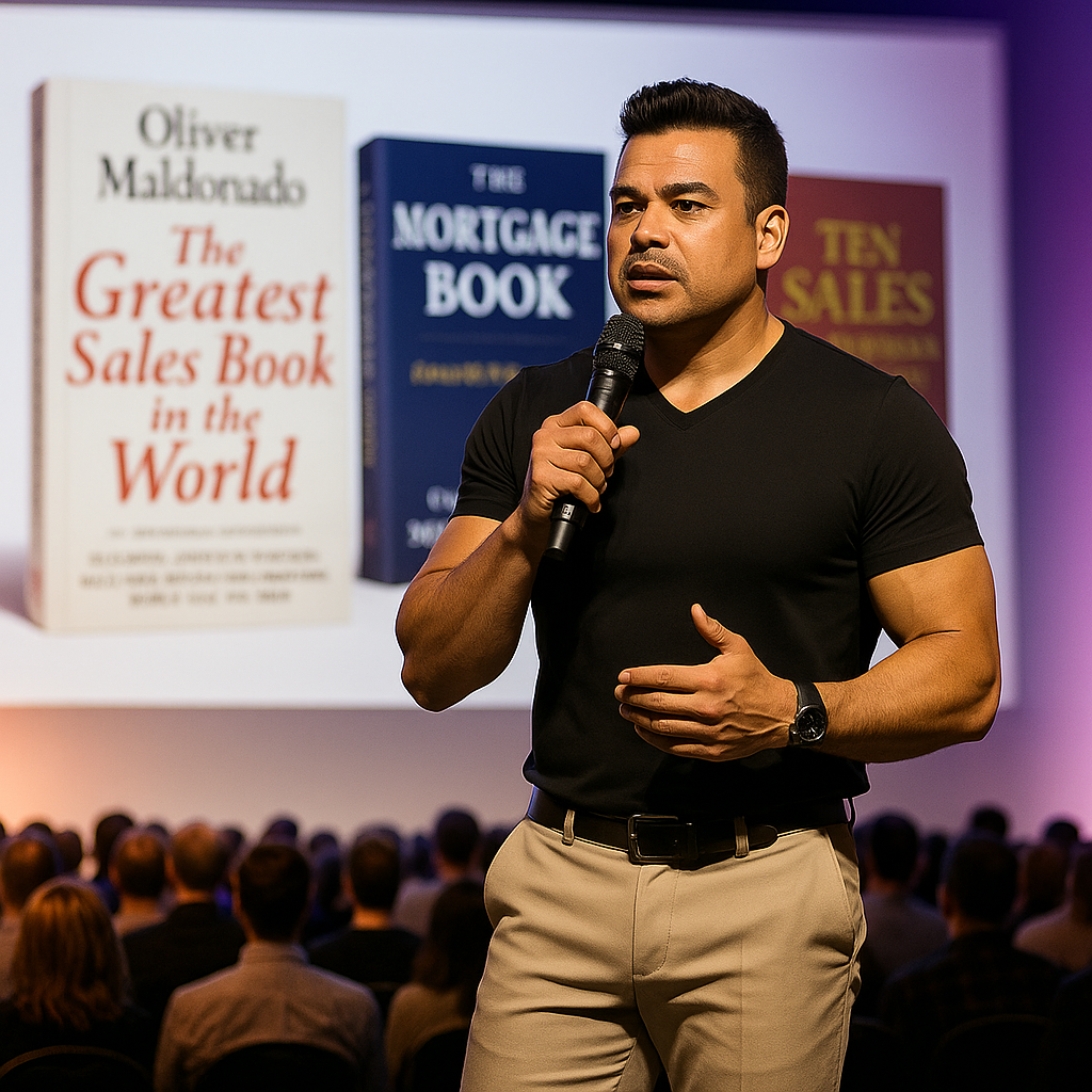 Oliver Maldonado Sales Trainer Photographed on Stage Speaking